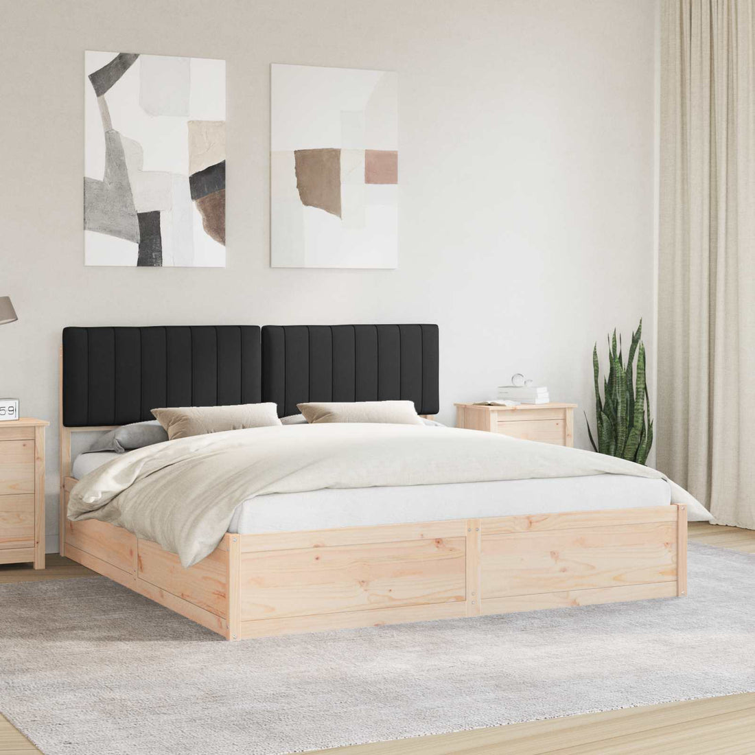vidaXL Estructura de Cama con Cabecera Tapizada Negro 180 x 200 cm