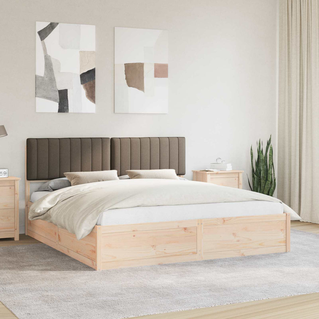 vidaXL Estructura de Cama con Cabecera Tapizada Taupé 180 x 200 cm