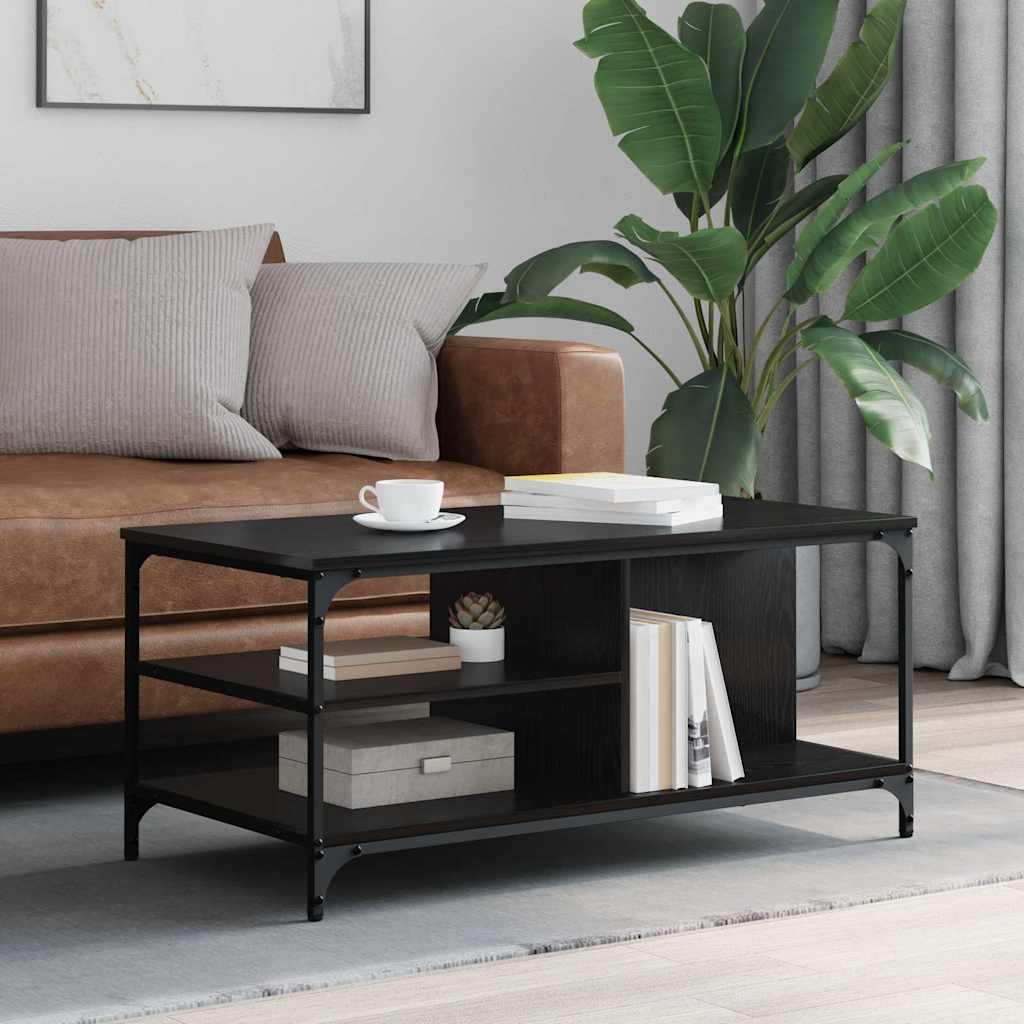 vidaXL Mesa de Café Roble Negro 100 x 50 x 45 cm Madera de ingeniería