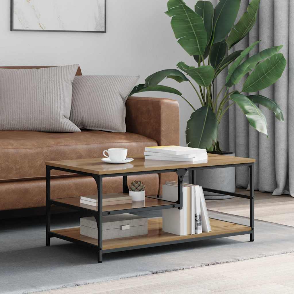 vidaXL Mesa de Café Roble artisan 90 x 49 x 40 cm Madera de ingeniería