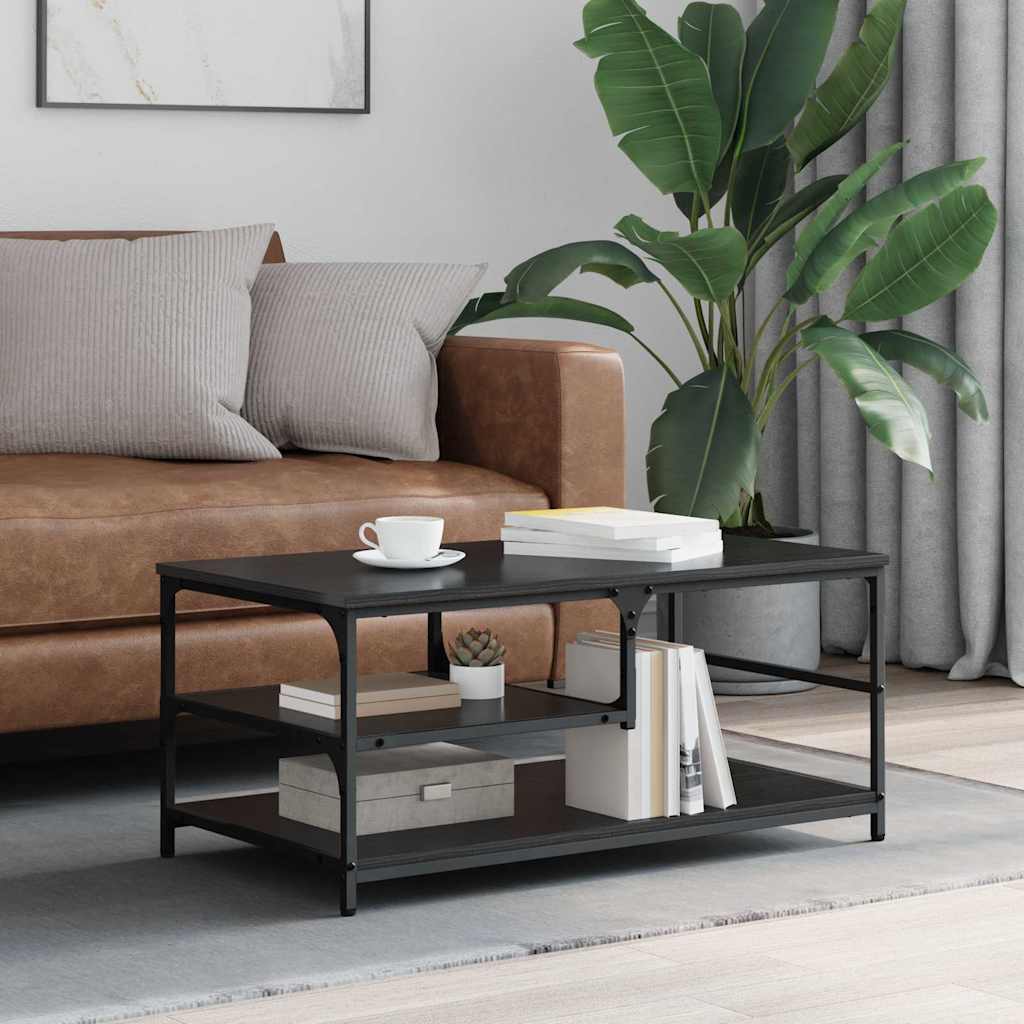 vidaXL Mesa de Café Roble Negro 90 x 49 x 40 cm Madera de ingeniería