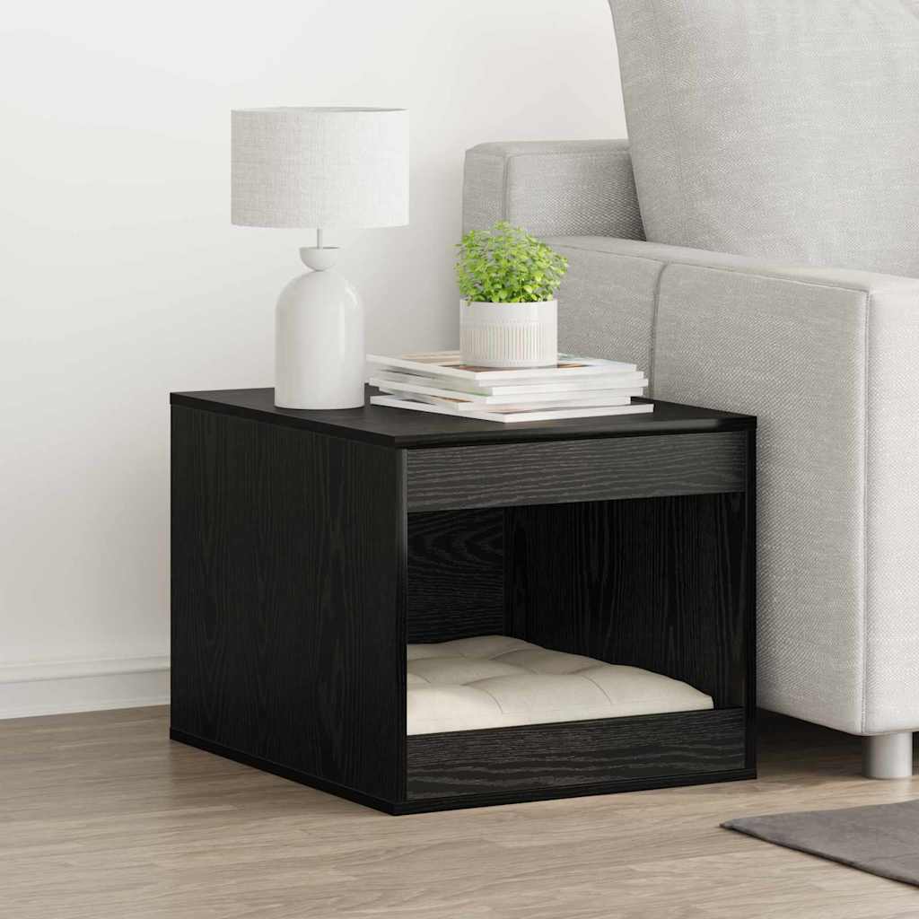 vidaXL Cubículo para caja de arena de gato Roble Negro 47 x 59 x 42 cm