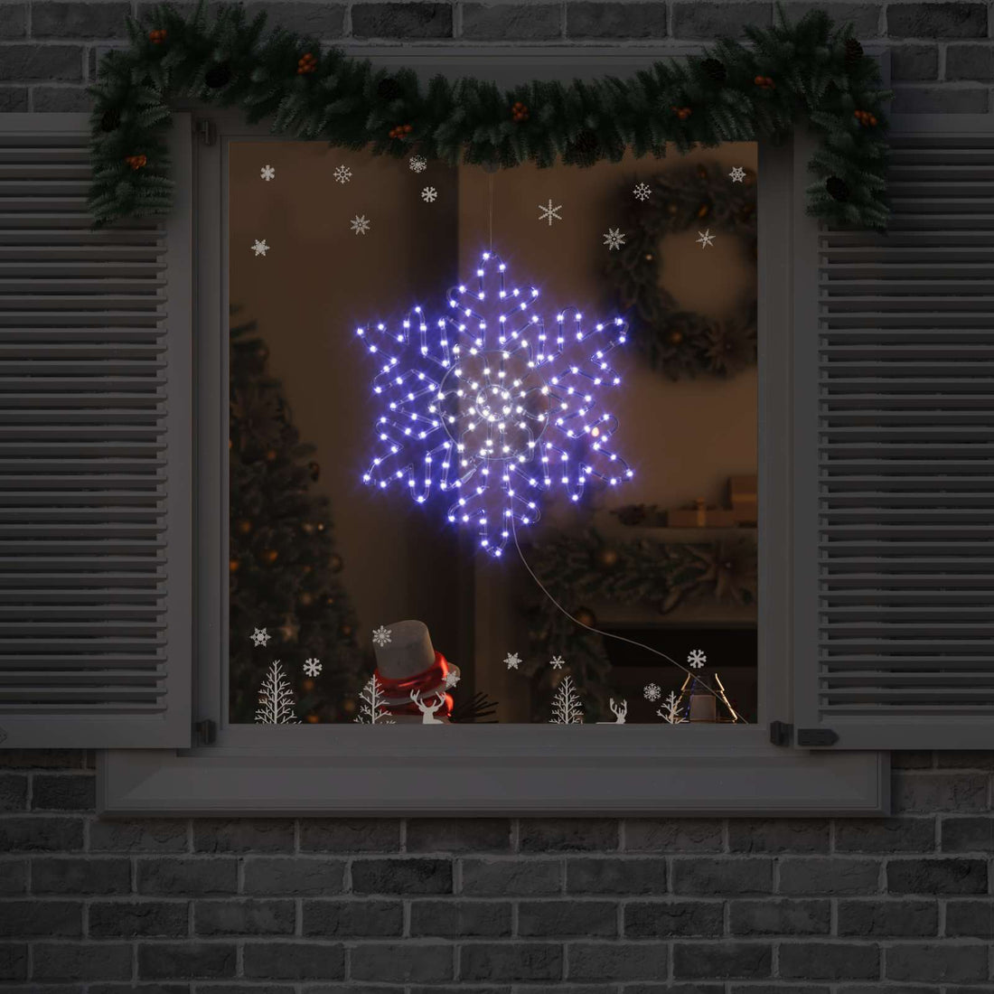 vidaXL Copos de nieve navideños 156 LED Azul 55.5 x 55.5 x 0.75 cm PVC