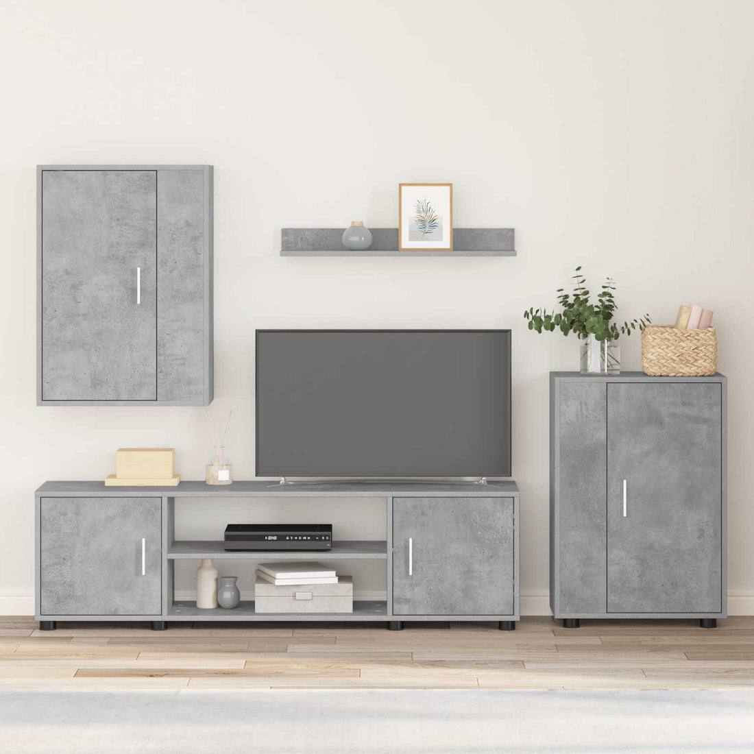 vidaXL Conjunto de mueble de TV Gris Concreto Madera de ingeniería
