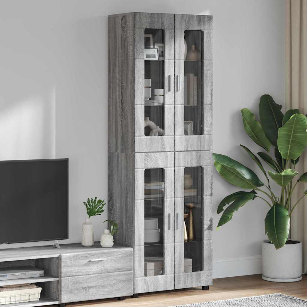 vidaXL Aparador alto FLORIN 60 x 35 x 182 cm Gris Sonoma