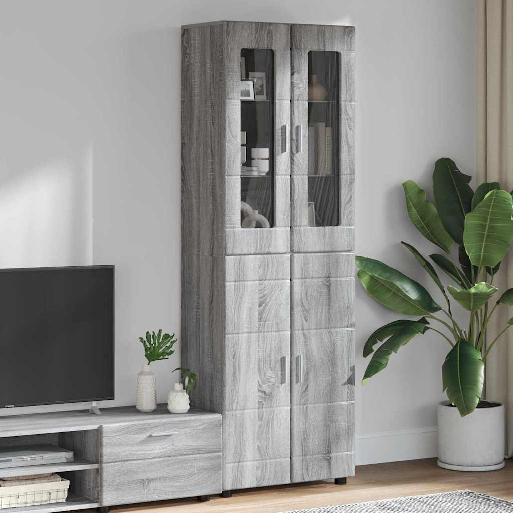 vidaXL Aparador alto FLORIN 60 x 35 x 182 cm Gris Sonoma