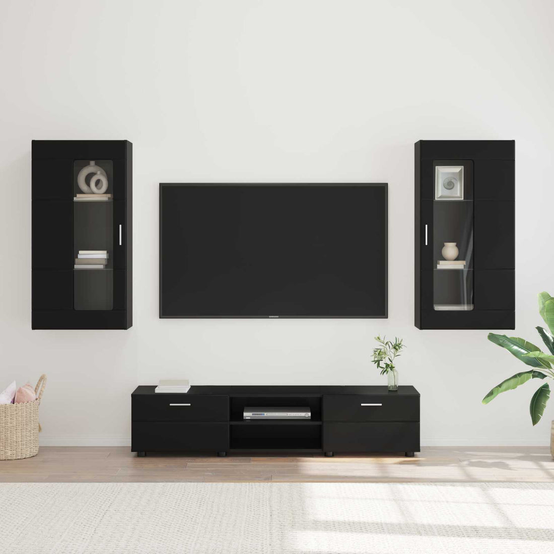 vidaXL Conjunto de mueble de TV FLORIN 3 uds. Negro