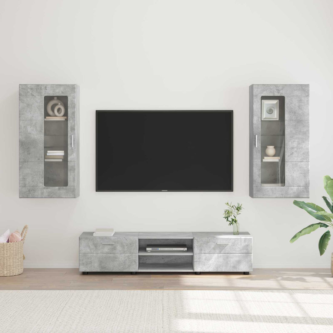 vidaXL Conjunto de mueble de TV FLORIN 3 uds. Gris Concreto