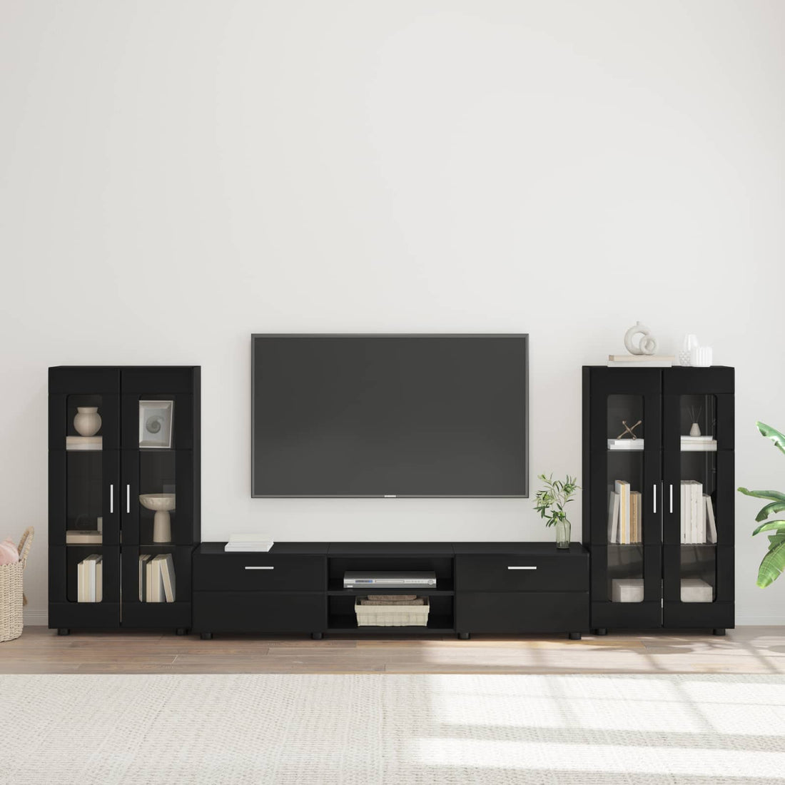 vidaXL Conjunto de mueble de TV FLORIN 3 uds. Negro