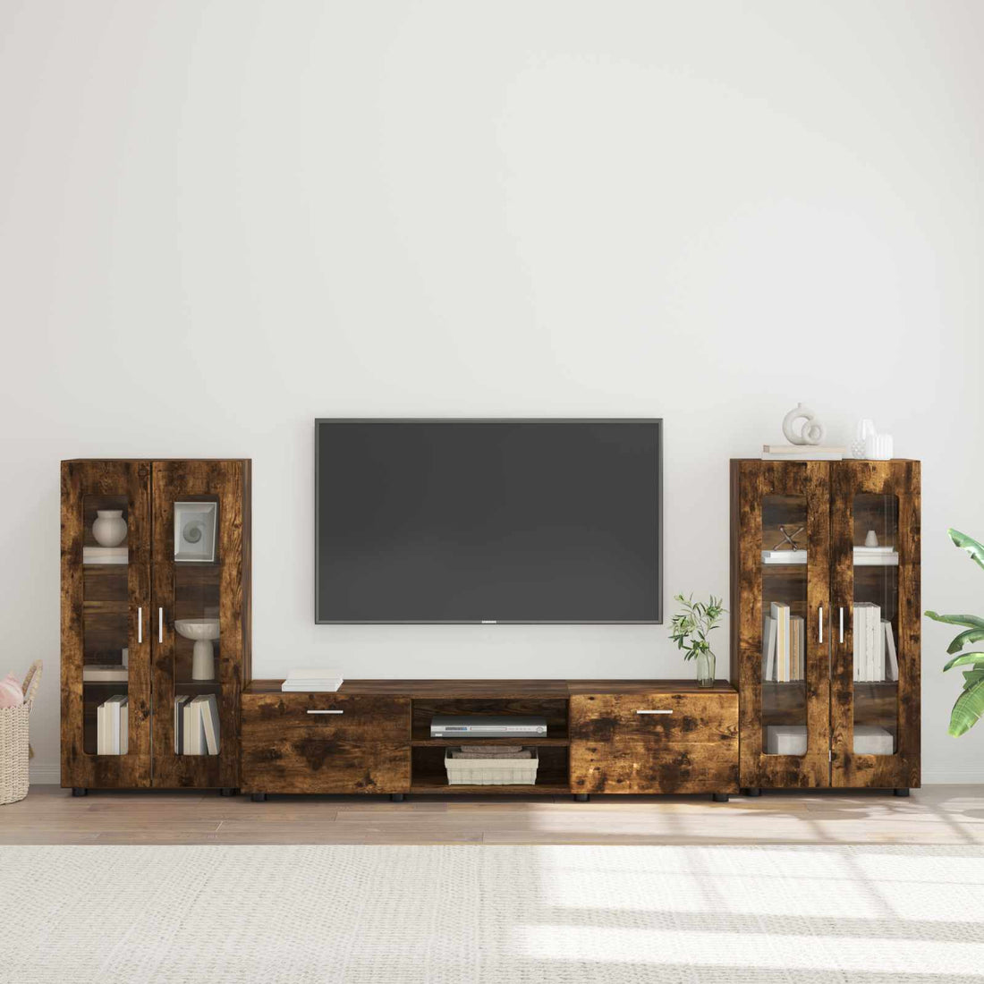 vidaXL Conjunto de mueble de TV FLORIN 3 uds. Roble ahumado