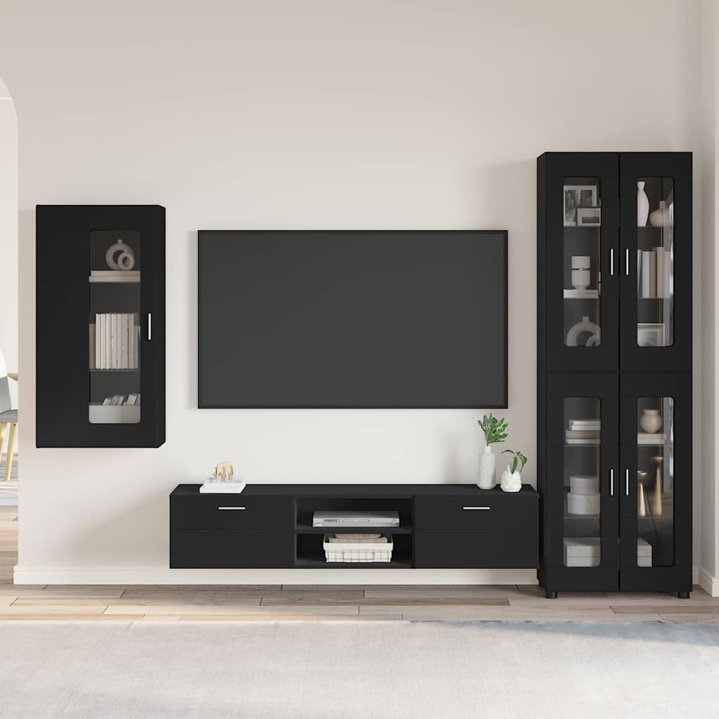 vidaXL Conjunto de mueble de TV FLORIN 3 uds. Negro
