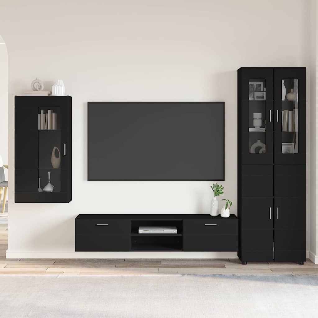 vidaXL Conjunto de mueble de TV FLORIN 3 uds. Negro