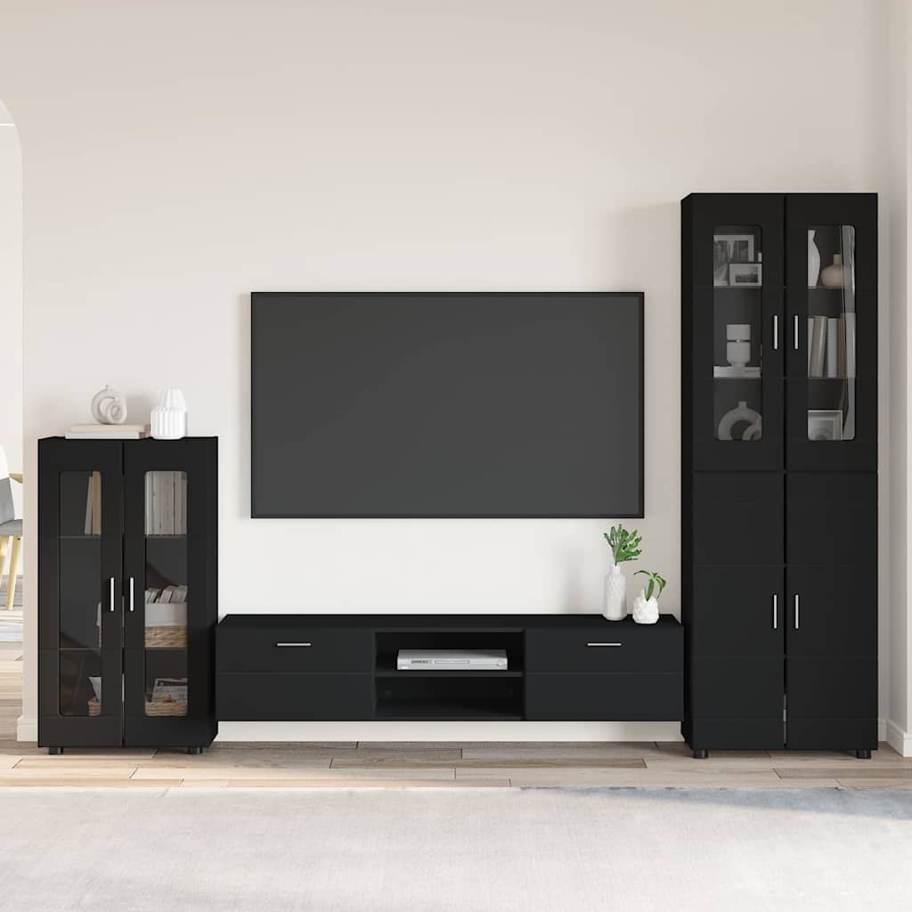 vidaXL Conjunto de mueble de TV FLORIN 3 uds. Negro