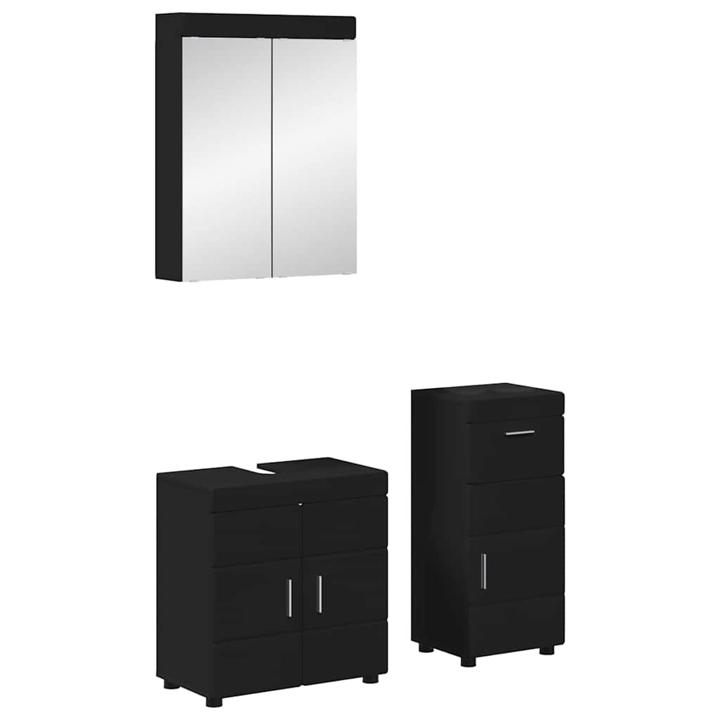 vidaXL Juego de muebles de baño TULUM 3 uds. Negro 60 x 34 x 63 cm