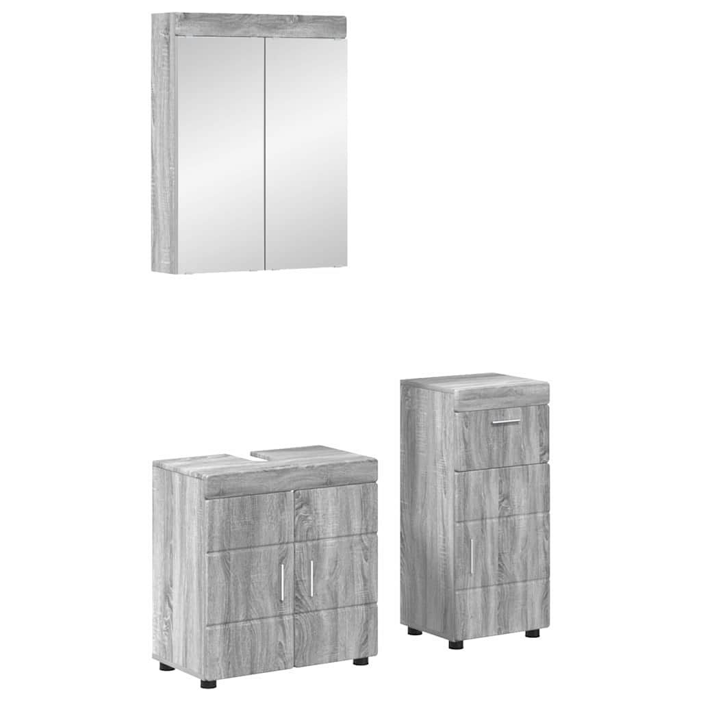 vidaXL Juego de muebles de baño TULUM 3 uds. Gris Sonoma