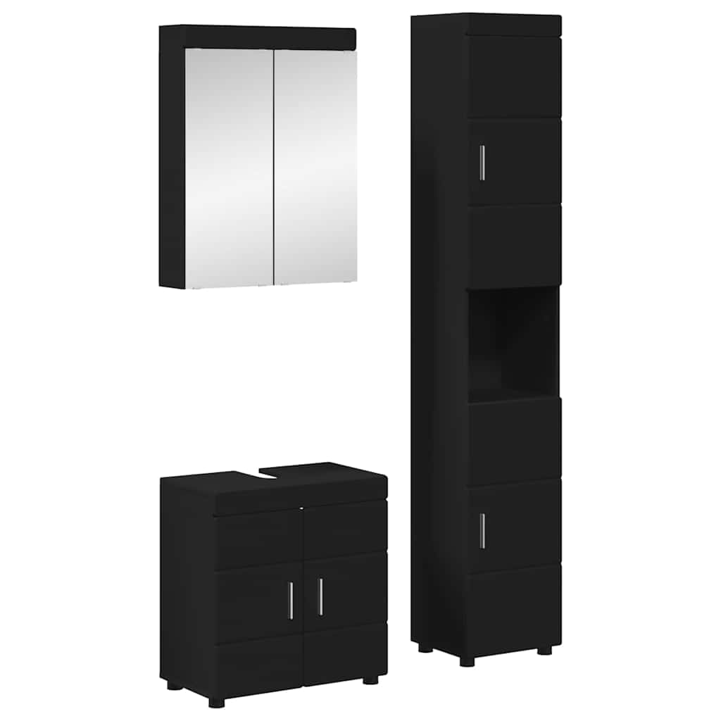 vidaXL Juego de muebles de baño TULUM 3 uds. Negro 60 x 34 x 63 cm