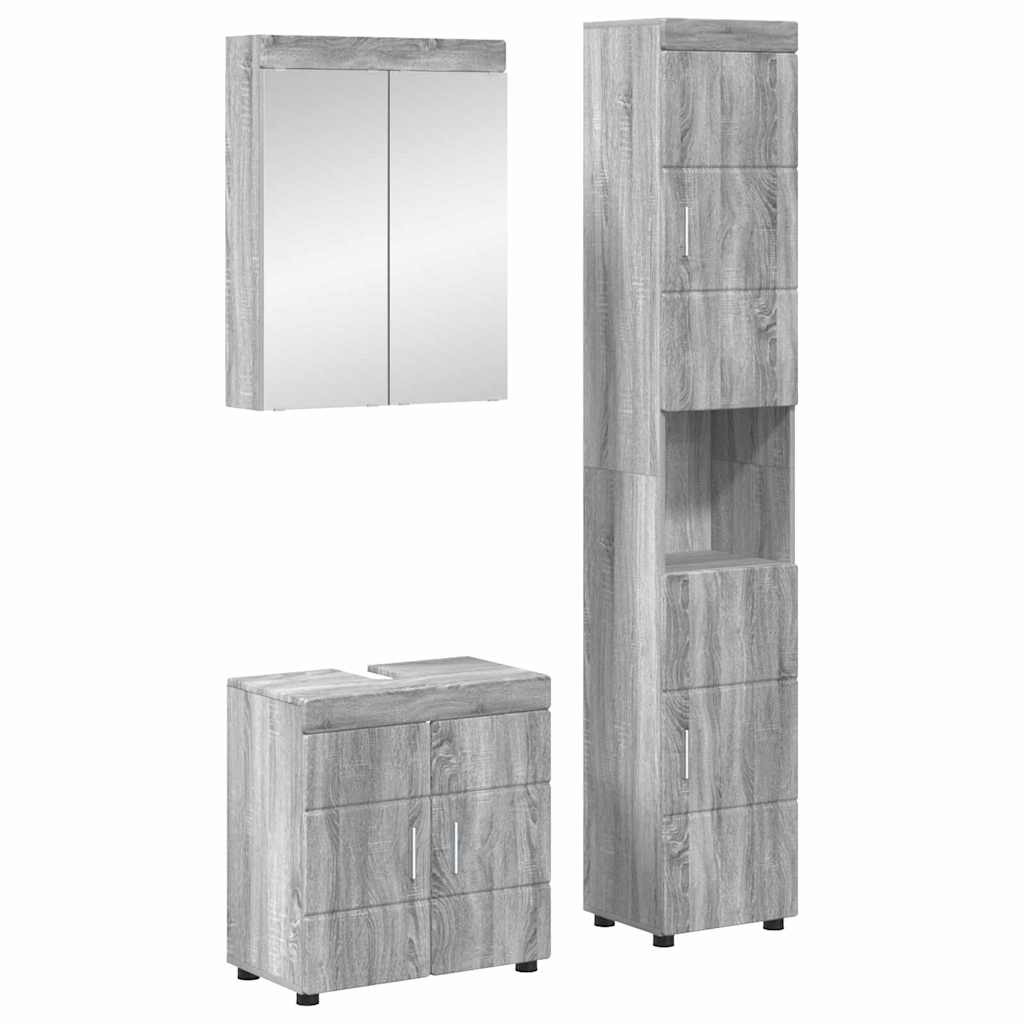 vidaXL Juego de muebles de baño TULUM 3 uds. Gris Sonoma