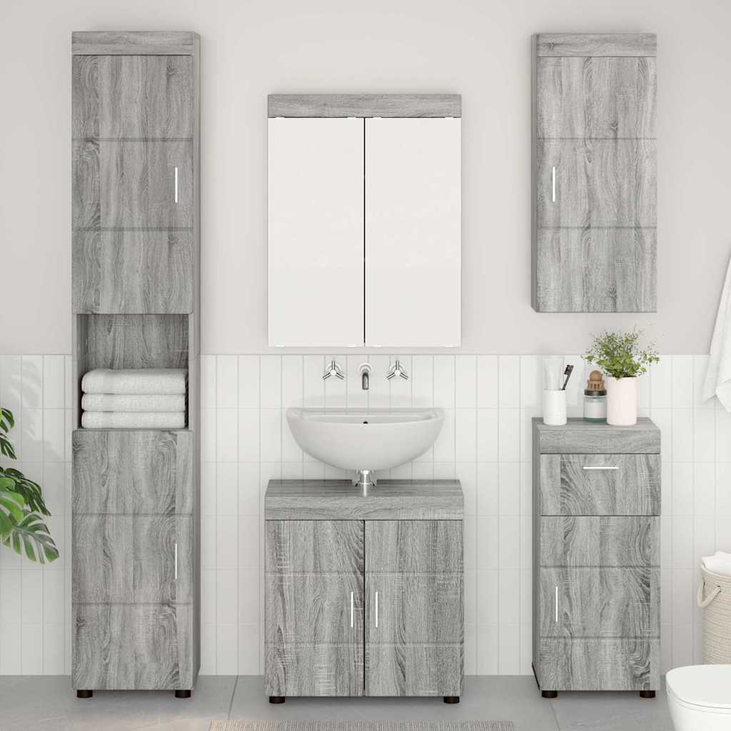 vidaXL Juego de muebles de baño TULUM 5 uds. Gris Sonoma