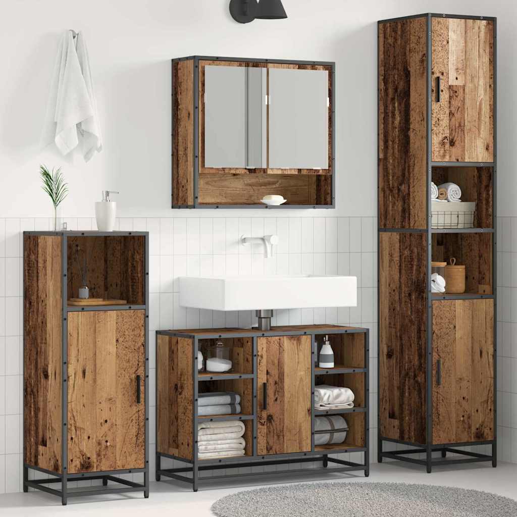 vidaXL Juego de muebles de baño Madera envejecida 35 x 37,5 x 188,5 cm