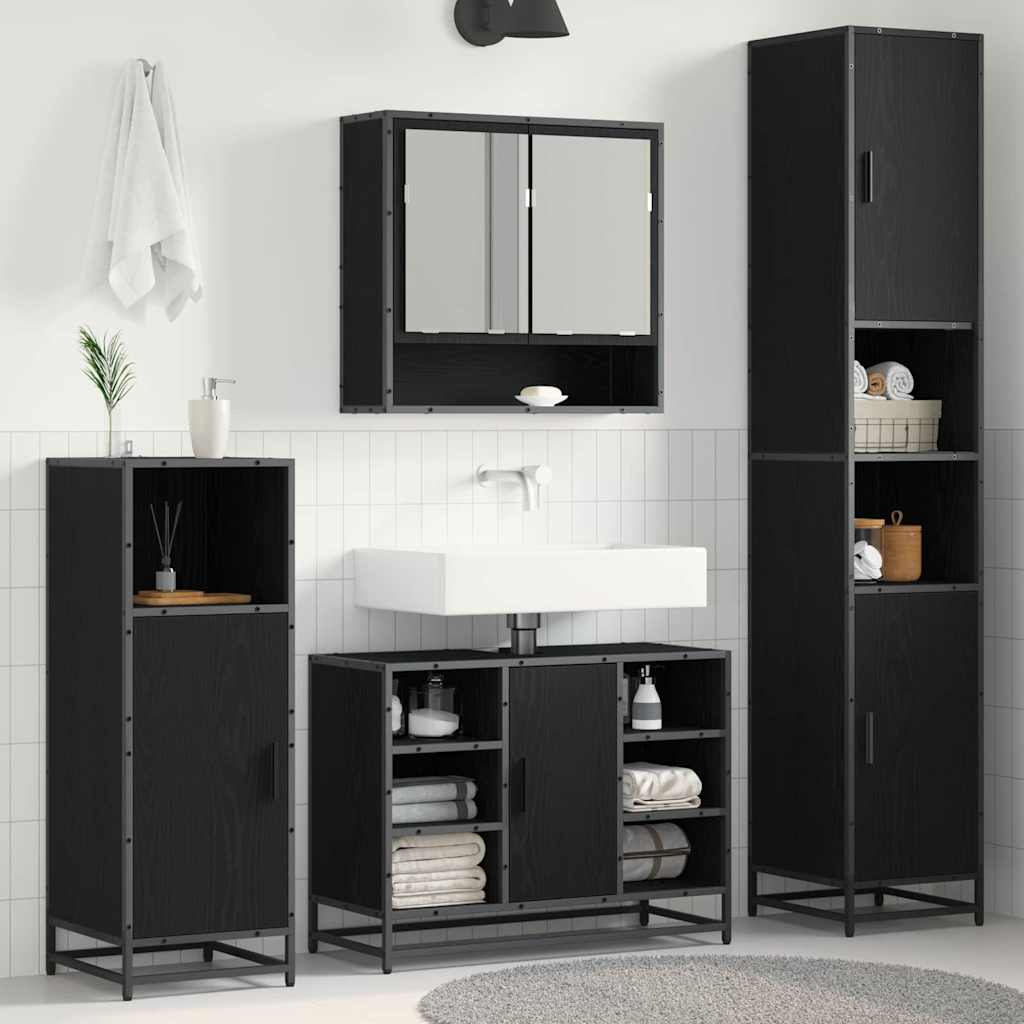 vidaXL Juego de muebles de baño Roble Negro 35 x 37,5 x 188,5 cm