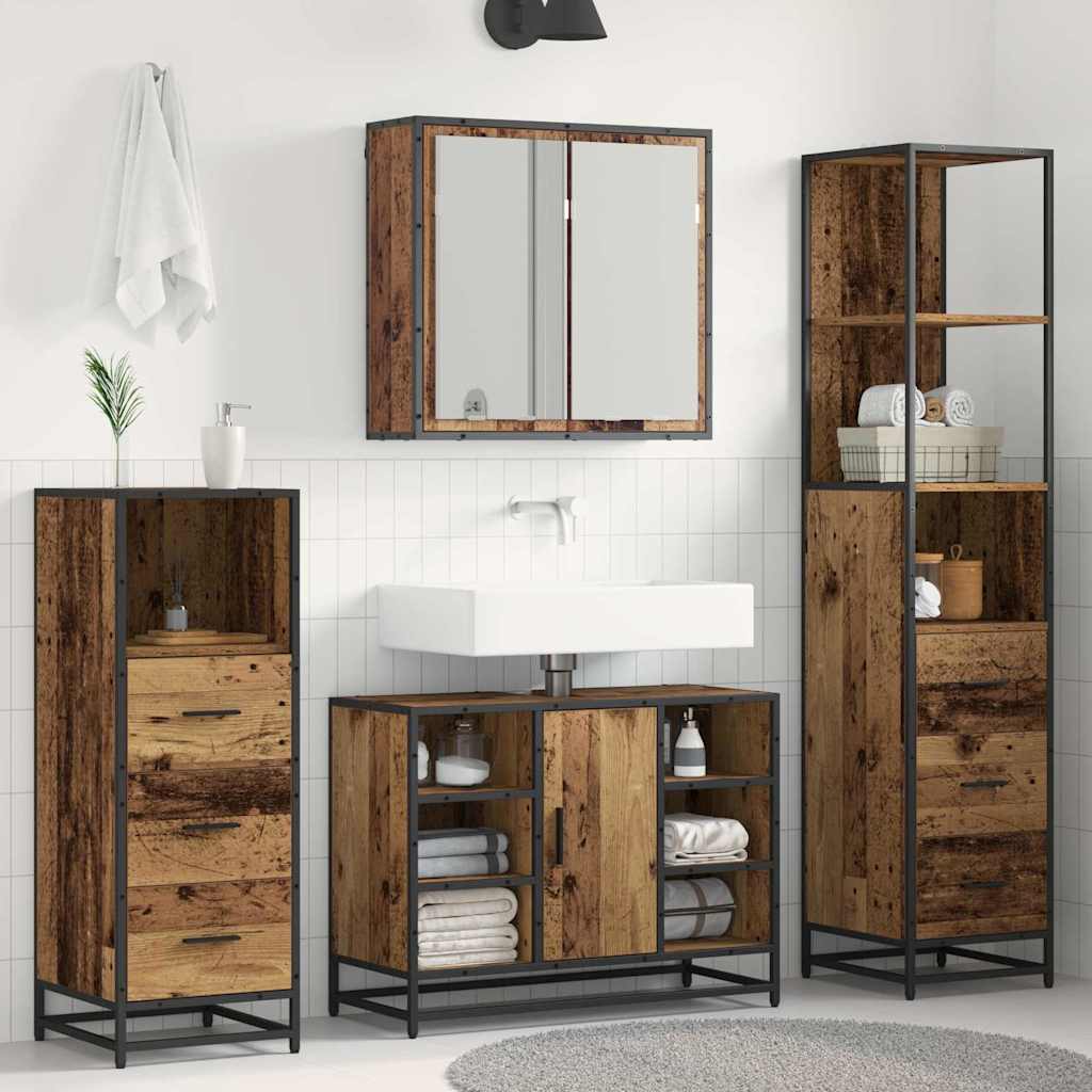 vidaXL Juego de muebles de baño 4 uds. Madera Vieja 80 x 33 x 60 cm