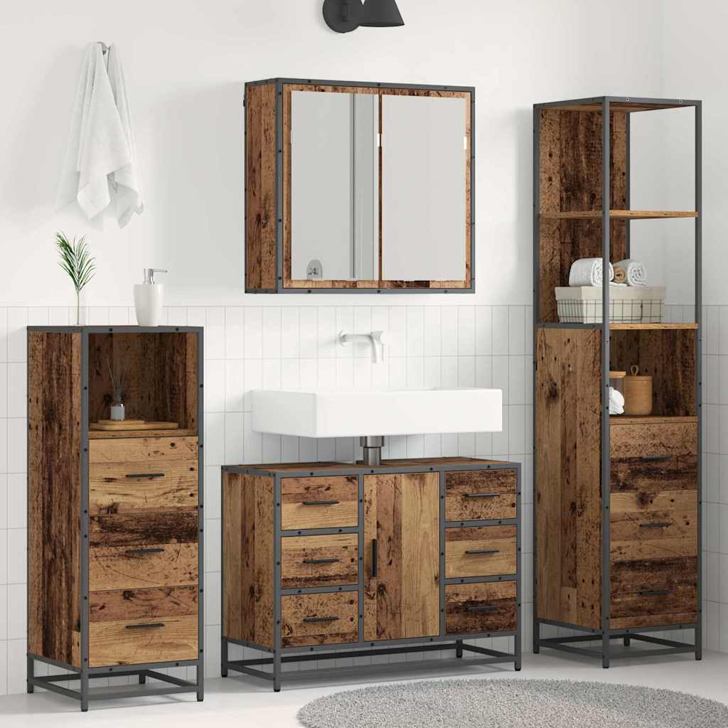 vidaXL Juego de muebles de baño 3 uds. Madera Vieja 80 x 33 x 60 cm