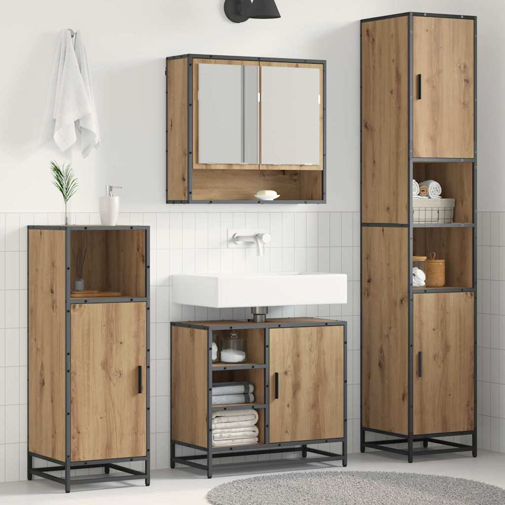 vidaXL Juego de muebles de baño 3 uds. Roble artisan