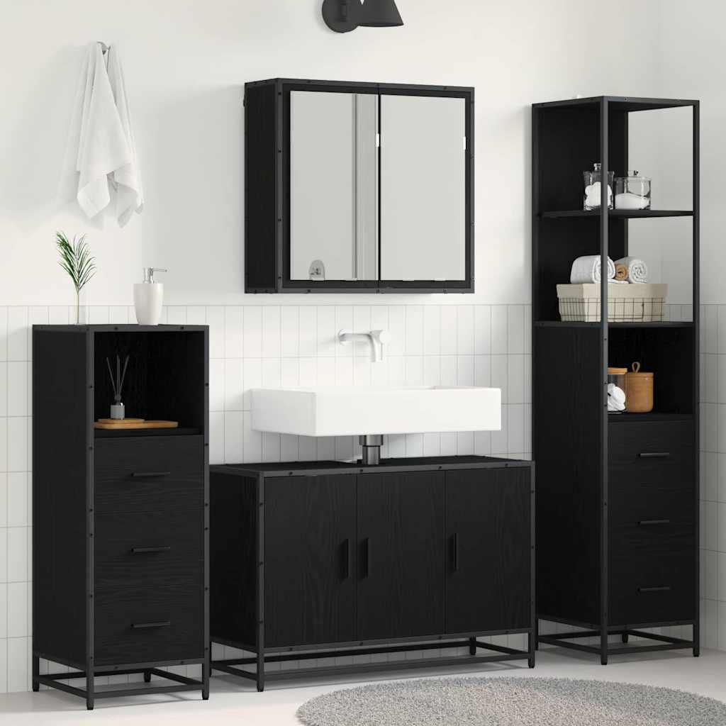 vidaXL Juego de muebles de baño 3 uds. Roble Negro 90 x 33 x 60 cm