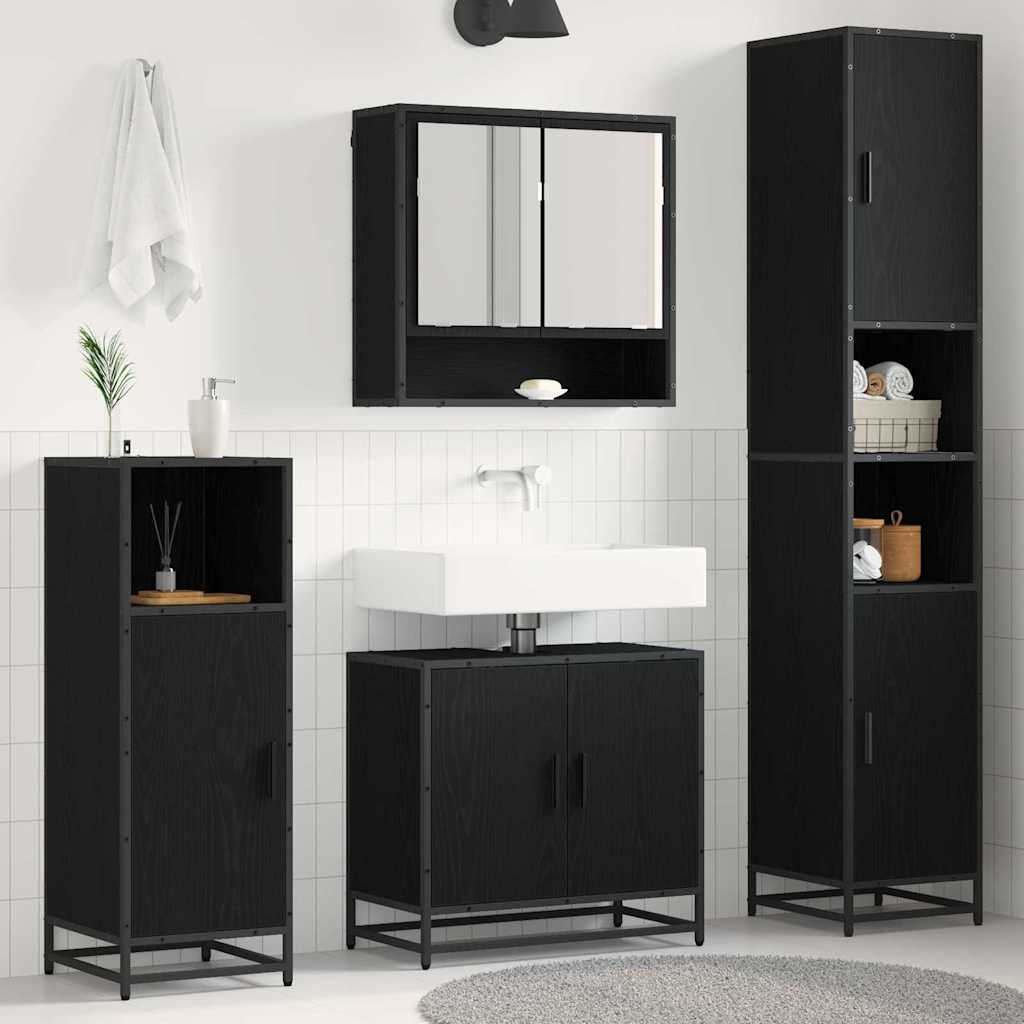 vidaXL Juego de muebles de baño 4 uds. Roble Negro
