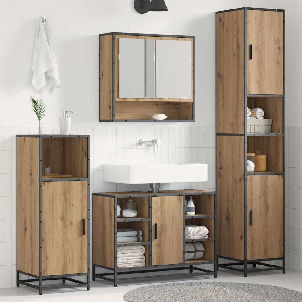 vidaXL Juego de muebles de baño 3 uds. Roble artisan