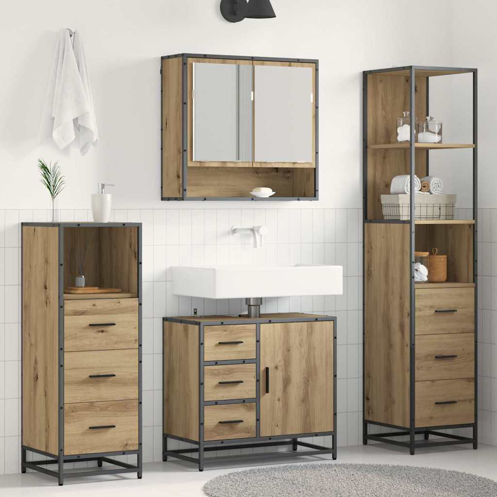 vidaXL Juego de muebles de baño 4 uds. Roble artisan 65 x 33 x 60 cm
