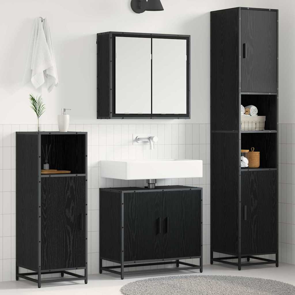 vidaXL Juego de muebles de baño 4 uds. Roble Negro 65 x 33 x 60 cm