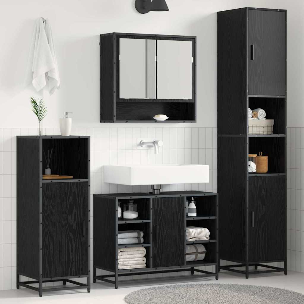 vidaXL Juego de muebles de baño 4 uds. Roble Negro