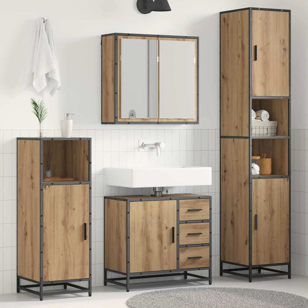 vidaXL Juego de muebles de baño 3 uds. Roble artisan