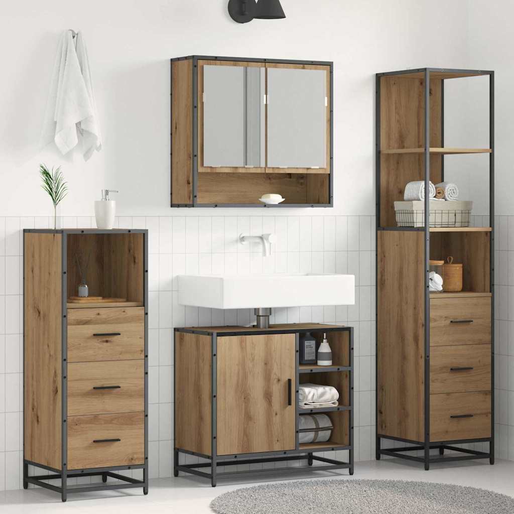 vidaXL Juego de muebles de baño 4 uds. Roble artisan 65 x 33 x 60 cm