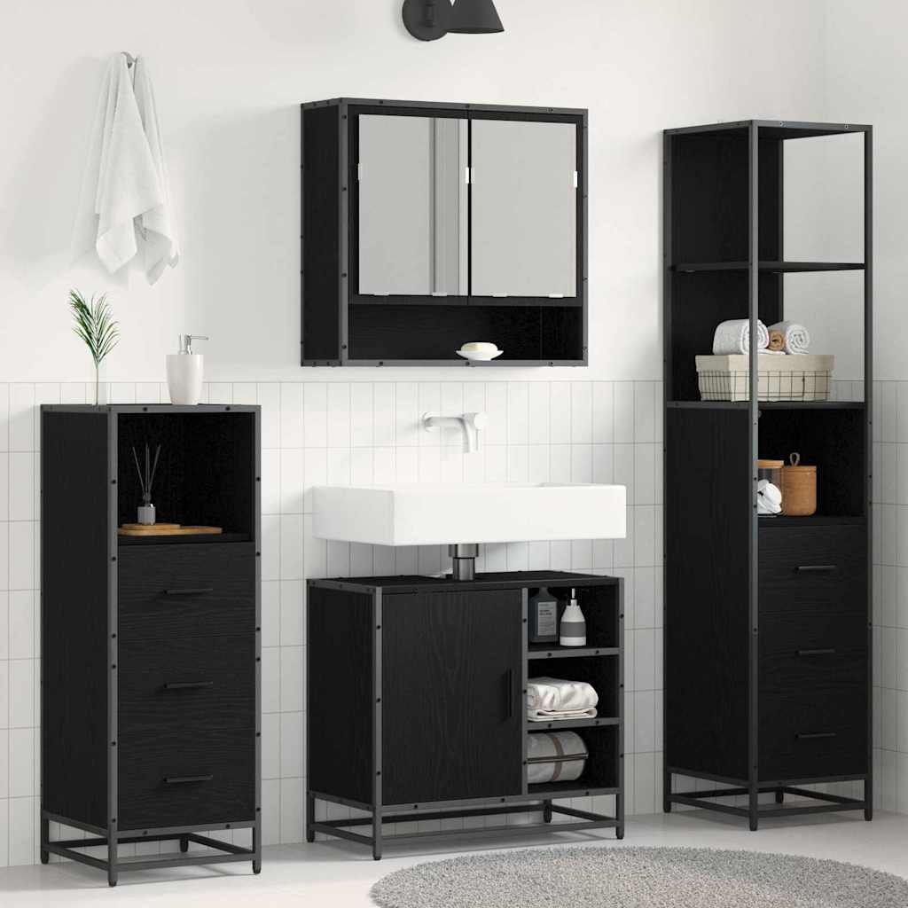 vidaXL Juego de muebles de baño 4 uds. Roble Negro 65 x 33 x 60 cm