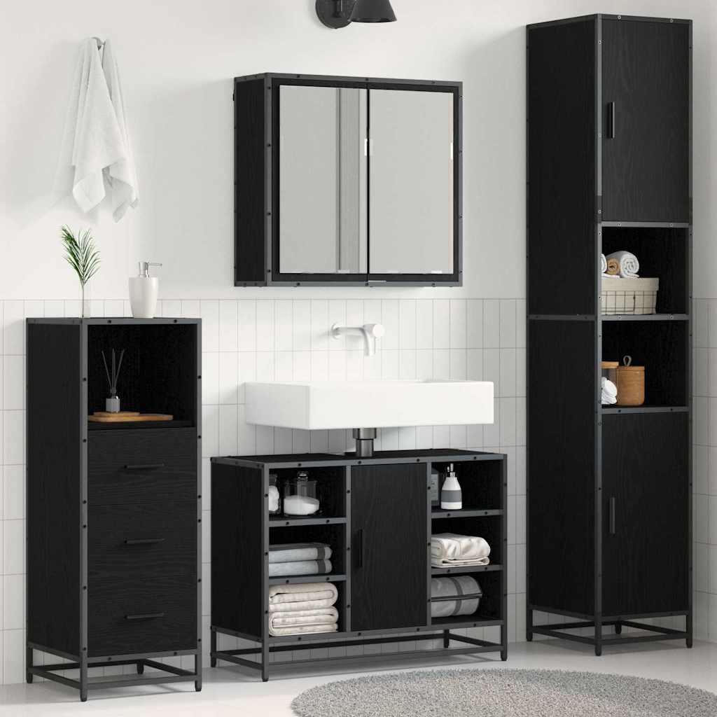 vidaXL Juego de muebles de baño 3 uds. Roble Negro