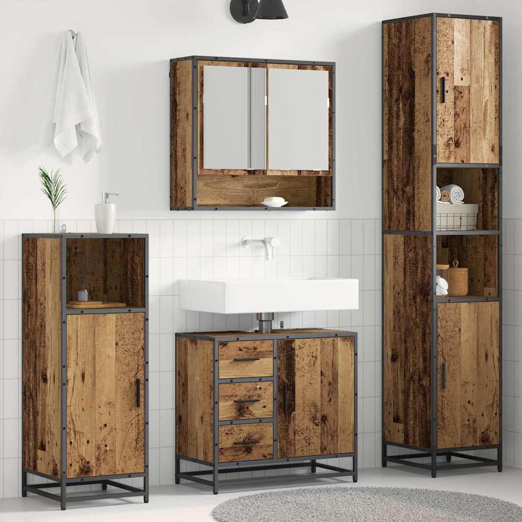vidaXL Juego de muebles de baño 3 uds. Madera envejecida