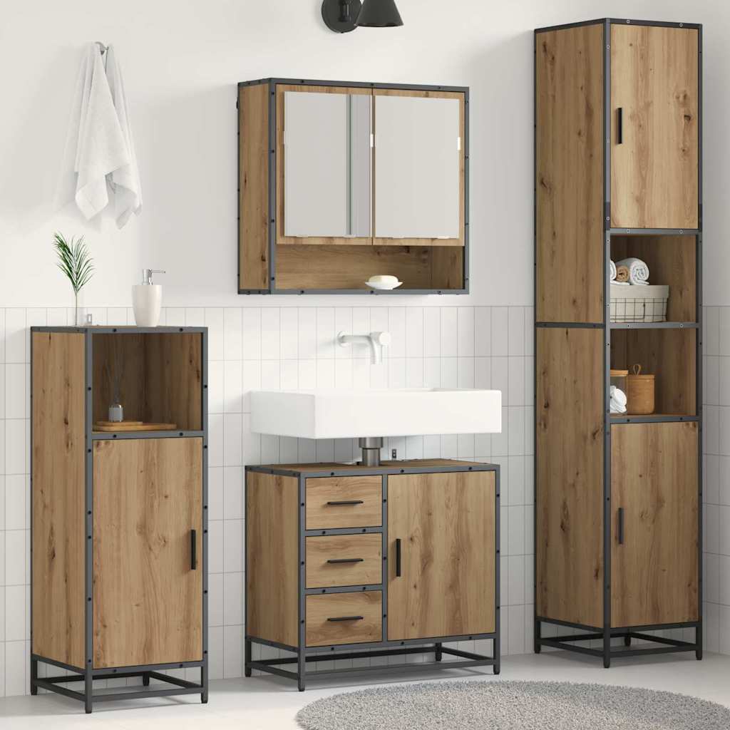vidaXL Juego de muebles de baño 3 uds. Roble artisan