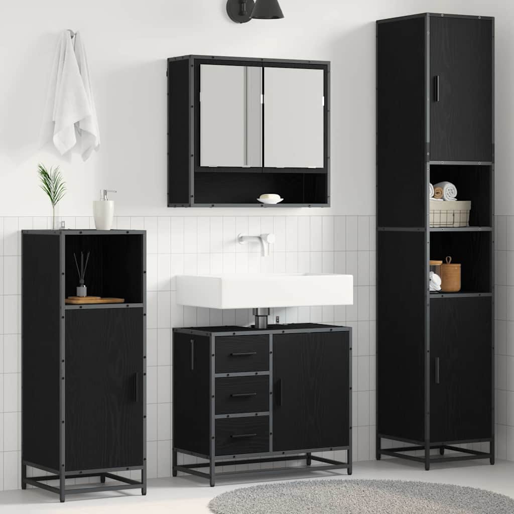 vidaXL Juego de muebles de baño 3 uds. Roble Negro