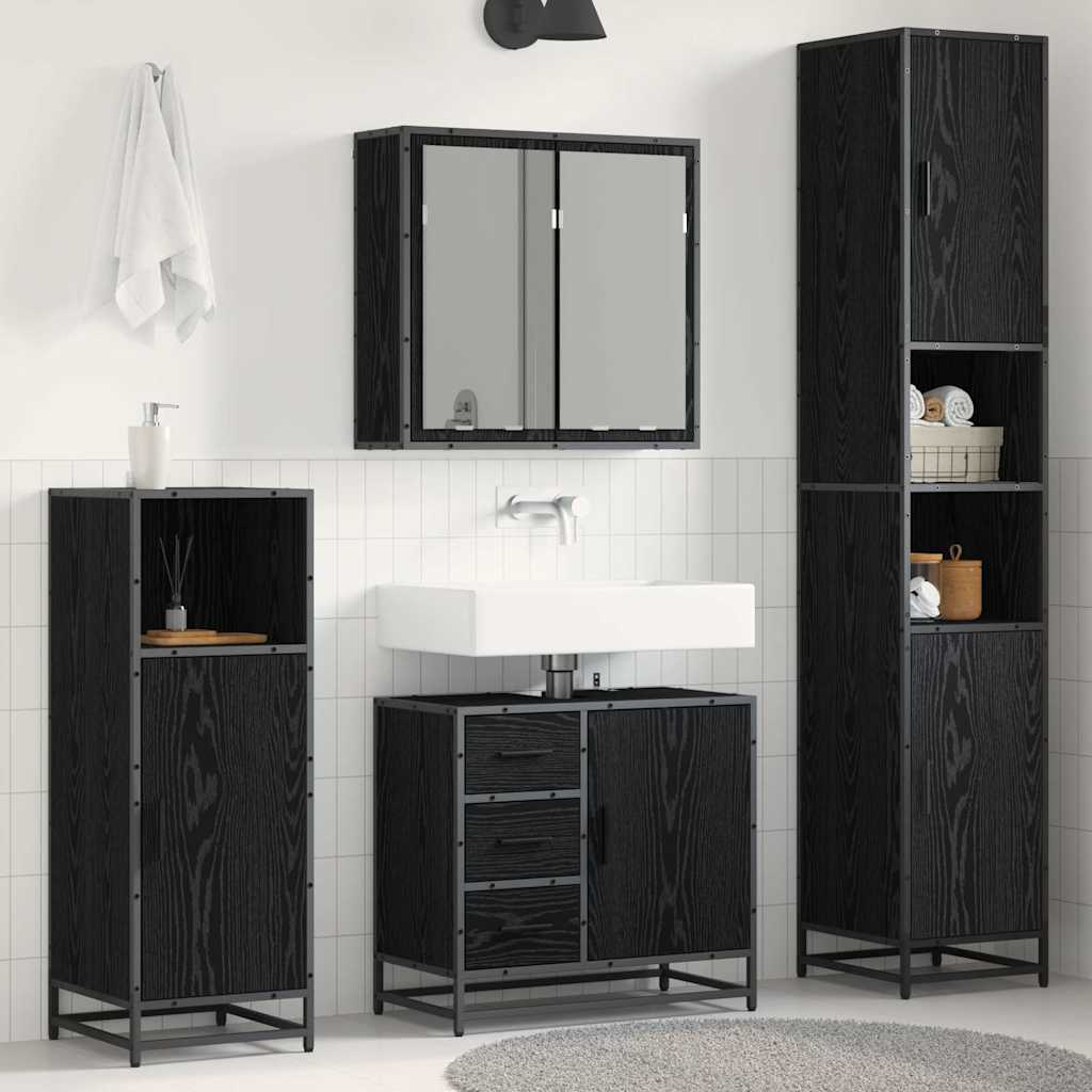 vidaXL Juego de muebles de baño 4 uds. Roble Negro