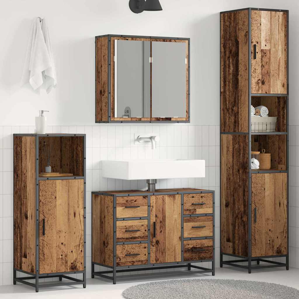 vidaXL Juego de muebles de baño 3 uds. Madera envejecida