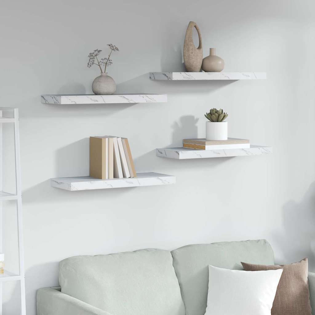 vidaXL Estante de pared 4 uds. Mármol 60 x 23,5 x 3,8 cm