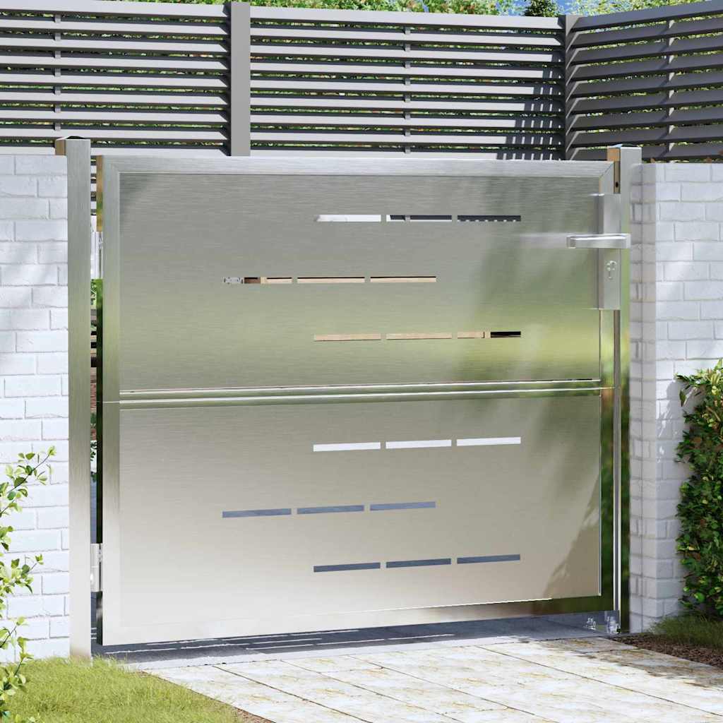 vidaXL Puerta de jardín 85 x 70 cm Acero inoxidable Con cerradura