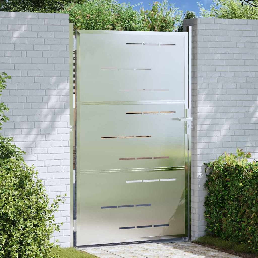vidaXL Puerta de jardín 85 x 120 cm Acero inoxidable Con cerradura