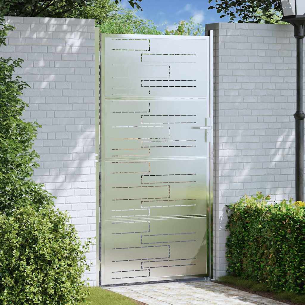 vidaXL Puerta de jardín 85 x 196 cm Acero inoxidable Con cerradura