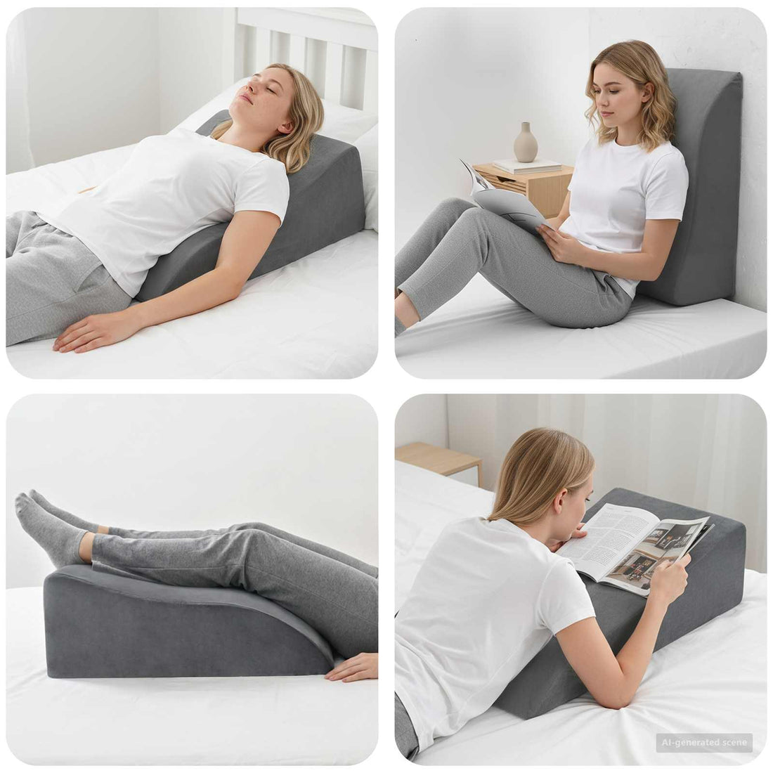 vidaXL Almohada para Piernas 68 x 40 x 18 cm Espuma PU Gris