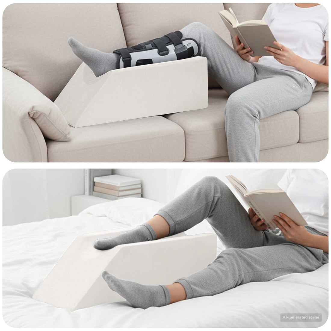 vidaXL Almohada para Piernas 68 x 25 x 21,5 cm Firme Espuma PU Blanco