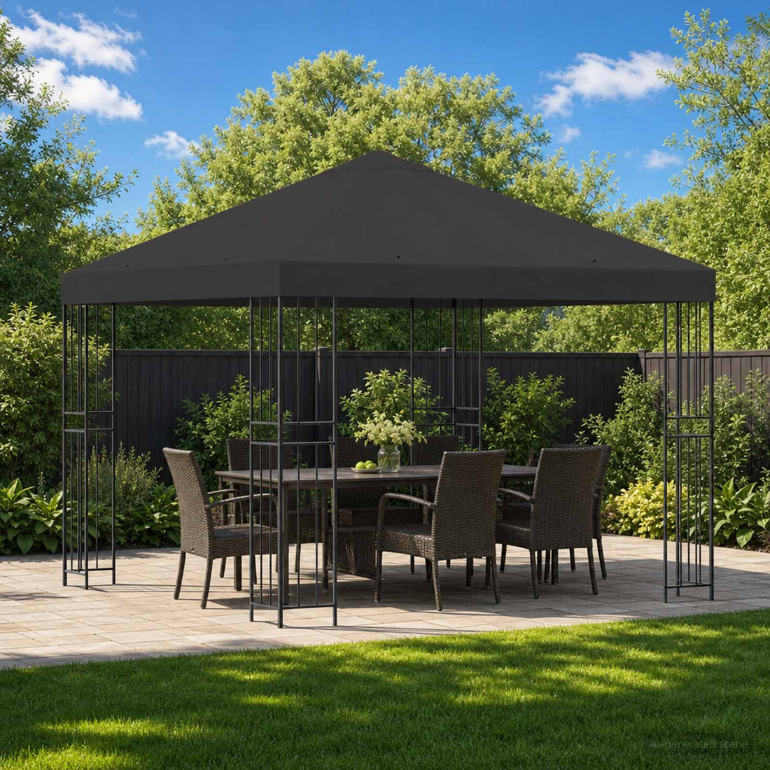 vidaXL Cenador 3 x 3 m Gris antracita Poliéster y Acero 190 gsm