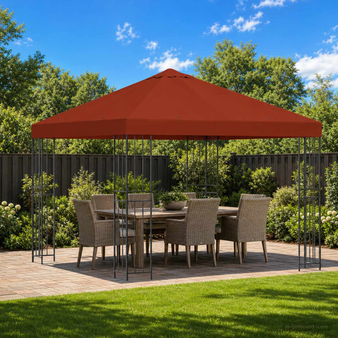vidaXL Cenador 3 x 3 m Terracota Poliéster y Acero 190 gsm